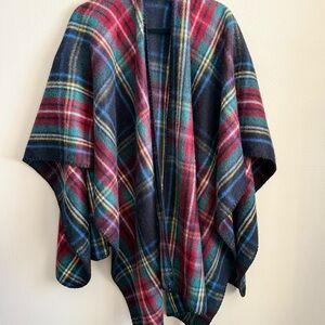 Woolrich Plaid Poncho Shawl Wrap | Cozy Open Front Cape One Size NWOT